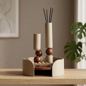 Modern Metal Bakhoor Burner Set Decorative Incense Holder with <b>Round</b> Tray Home Decor Aromatherapy Ramadan <b>Table</b> Centerpiece Look - Product Image 3