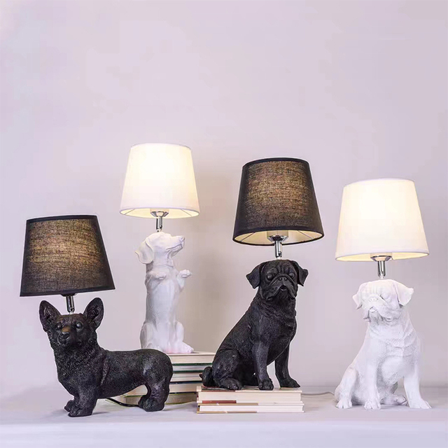Home Decor Resin Table Light for Kids Bedside Desk Lamp Dogs Animal Base Table Lamp