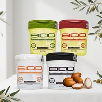 Gel Coiffant Éco-Responsable à l'Huile d'Olive et d'Argan, Fixation Forte, Anti-Frisottis, Brillance, Gel Définissant les Boucles pour Cheveux Afro Bouclés