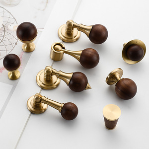 French Style <b>Walnut</b> <b>Cabinet</b> Handle Brass Round Drawer Knob Single Hole Durable Furniture Hardware - Product Image 1