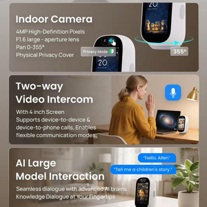 Caméra de sécurité intérieure intelligente Tuya 2K avec écran LCD pour appels vidéo, suivi automatique, audio bidirectionnel, WiFi sans fil, caméra IP PTZ - Product Image 5