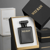 Vente en gros de flacons de parfum noirs uniques de 30 ml, 50 ml, 100 ml, flacon de parfum cosmétique de luxe en verre noir, transparent avec bouchon
