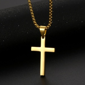 ARNAN collana con ciondolo a croce religiosa in acciaio inossidabile da uomo placcato oro nero preghiera Choker anniversario cristiano - Product Image 4