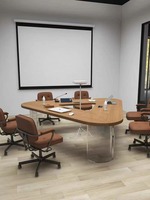 Table de conférence multifonctionnelle de petite taille avec pieds triangulaires en bois massif et en acrylique, pour négociations, formations, salles de réunion, bureaux