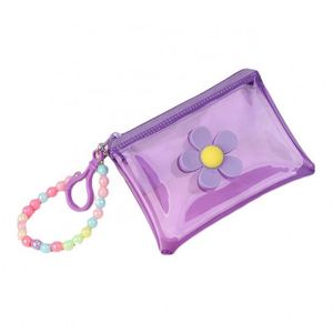 Solid Color PVC Zipper Closure Card Case Waterproof Transparent Earphone Bag with Coin <b>Purse</b> and <b>Cute</b> Pendant Bracelet Keyrings - Product Image 1