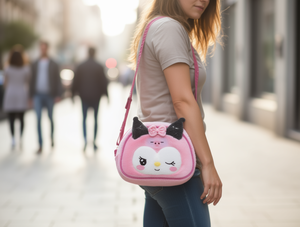 Borsa a tracolla in peluche con disegni di cartoni animati per donna con chiusura a cerniera per uso quotidiano in tutte le stagioni - Product Image 2