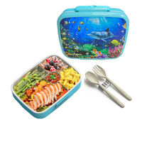 Récipients alimentaires en plastique de dessin animé mignon boîte à lunch de luxe pour enfants style moderne boîte à bento étanche avec couvercle