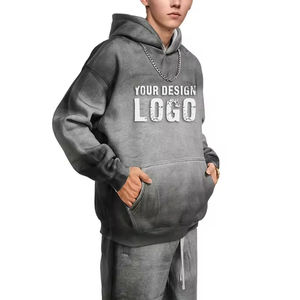 Sudaderas con Capucha para Hombre, Estilo Holgado, Color Degradado, Personalizadas de Fábrica, Estilo Hip Hop Urbano, Lavadas y Teñidas con Spray, Talla Grande - Product Image 2