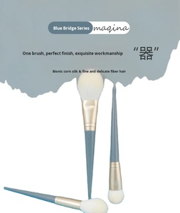 Lot de 4 pinceaux de maquillage professionnels, tête plate, tête ronde, blush, anticernes, manche en bois, nylon synthétique - Product Image 6
