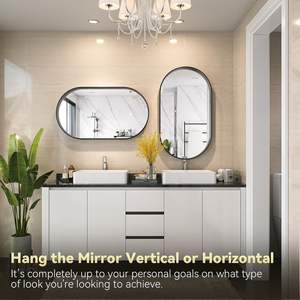 Espejo de Baño Ovalado Negro Mate Brightify de 20x36 Pulgadas con Marco Metálico para Montar en la Pared del Dormitorio - Product Image 4