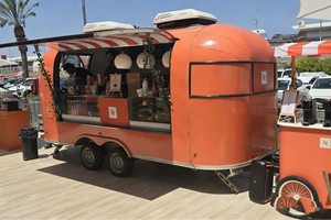 Chariot de vente ambulante multifonctionnel en acier inoxydable à 4 roues pour glaces, restauration rapide, hamburgers, frites et boissons gazeuses - Product Image 3