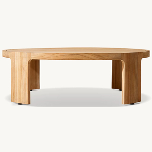 <span class=keywords><strong>Mesa</strong></span> de Centro Redonda de Madera Maciza RH Sedona, Patas de Madera Gruesa <span class=keywords><strong>con</strong></span> Ranura <span class=keywords><strong>Central</strong></span>, <span class=keywords><strong>Mesa</strong></span> de Acento Moderna para Patio Exterior, Diseño Minimalista - Product Image 3
