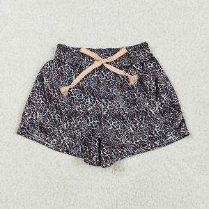 Shorts de yoga d'été pour enfants en gros, shorts de sport léopard pour bébés filles et sœurs - Product Image 3