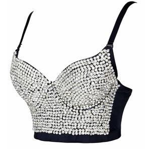 Top Bandeau sin Tirantes con Pedrería y Diseño de Espina de Pescado, Estilo Europeo, Tallas XS S M L XL - Product Image 3