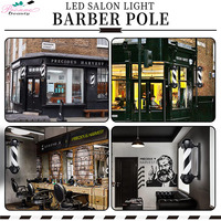 Barbier rotatif noir et blanc enseignes classiques, montage mural, lampe solaire pour poteau de barbier avec lumière LED