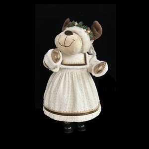 Jouet renne femelle avec robe beige H 55CM - Product Image 1