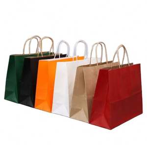 Sacs d'épicerie en papier kraft brun personnalisés KM, vente en gros, poignées, motif promotionnel, sacs en papier imprimés personnalisés KM - Product Image 1