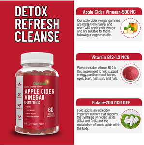 Winstown Apple Cider Vinegar Gummies healthy weight management Vegan Gluten Free Weight Loss Digestive Dietary Supplement <b>gummy</b> - Product Image 3
