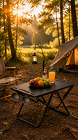Table pliante tactique de camping en plein air, robuste, portable, avec poteau pour lampe, pour pique-nique, randonnée, voyage, camping tactique