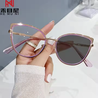 8327/Monture de Lunettes Optiques et Anti-Lumière Bleue Tendance en Métal, Verres Photochromiques, Style Œil de Chat, Lunettes de Vue en Gros pour Femme