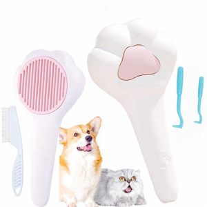 Professional Cute Paw Shape Eco-Friendly Stainless Steel <b>Pet</b> Dog Cat Cleaner <b>Brush</b> Massage One Touch De-shedding Hair Removal - Product Image 1