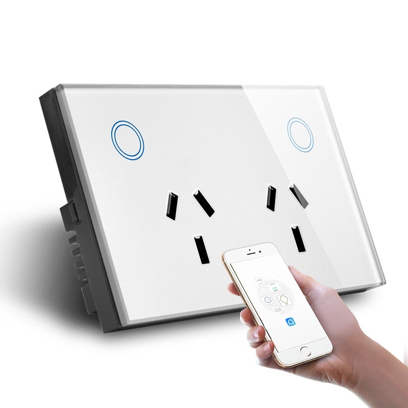 Умный дом Tuya, Wi-Fi, двойная розетка, стандарт Au/Us, сенсорный выключатель с индивидуальным логотипом, стеклянная розетка