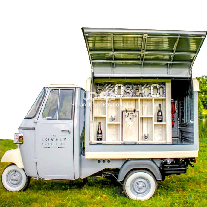 Nuovo Design 3 ruote triciclo elettrico per alimenti cucina Mobile Beer Bar carrello per gelato Piaggio Ape Food Truck