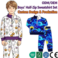 Conjunto de Sudadera Ligera de Franela con Media Cremallera para Niños ODM 0-16T, Sudadera Deportiva Casual con Cremallera 1/4