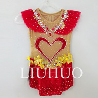 Pour LIUHUO enfants gymnastique rythmique justaucorps Spandex danse porter strass pour compétitions colorant Sublimation gymnastique rythmique
