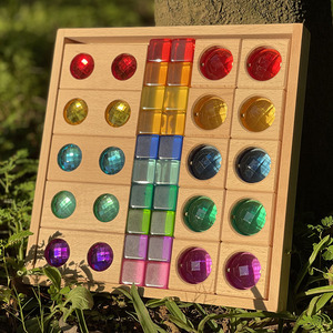 <span class=keywords><strong>Blocchi</strong></span> di Costruzione Educativi Montessori <span class=keywords><strong>in</strong></span> <span class=keywords><strong>Legno</strong></span> Premium, 40 Pezzi, Gemme Arcobaleno Miste, Effetto Caleidoscopio, Cristallo Macaron - Product Image 1