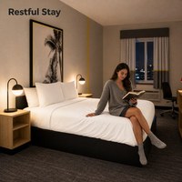 Modernes Hotel-Schlafzimmer-Möbelset Plattformbett Nachttisch TV-Schrank Schreibtisch Stuhl Suite Gastgewerbe-Projekt