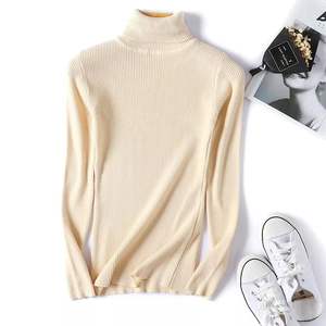 Новый женский облегающий повседневный свитер из 100% хлопка с мультяшным принтом, полувысокий воротник, осенне-зимний вязаный топ с длинным рукавом, базовая рубашка - Product Image 1