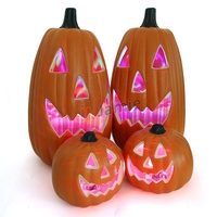 Grandes lanternes LED en plastique HDPE pour décoration de fête d'Halloween, style citrouille et chat noir, 5 pouces, pour intérieur