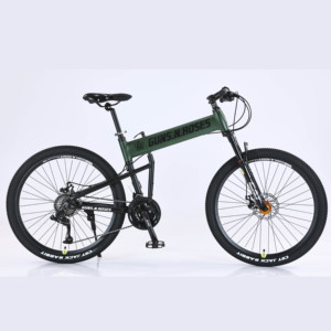 Vélo de montagne pliable tout-terrain avec double frein à disque et suspension, avec cadeau bonus pour les trajets quotidiens des adultes - Product Image 1