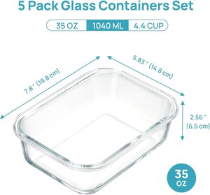 Ensemble de boîtes de rangement en verre 2020, récipients alimentaires avec couvercle en bambou, OEM - Product Image 2