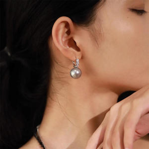 Luxury Niche <b>Silver</b> Fine Pear Cut Diamond <b>Stud</b> Earrings All Match Cold Style White Zirconium Pearl Pin Jewelry - Product Image 4