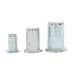 Tuerca de remache, cabeza plana grande, cuerpo moleteado redondo, Tuercas de inserción, gran oferta, tamaño imperial en pulgadas, acero al carbono, amarillo ZP o azul galvanizado - Product Image 3