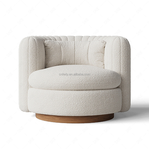FERLY Elegante Arredamento per Soggiorno, Divano a 3 Posti in Lino a Profilo Basso, Tavolino da Caffè Ovale in Marmo, Poltrona Girevole in Bouclé Personalizzabile - Product Image 6