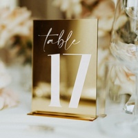 Porte-numéro de table rectangulaire personnalisé en or, en acrylique miroir doré, numéros de table de mariage, décoration de mariage, signalétique de table