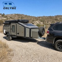 ONLYWE Mini caravane tout-terrain, autocaravanes 4x4, petite caravane hybride tout-terrain, caravane de camping, caravane de voyage avec tente de toit