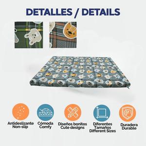 Materasso Ortopedico per Cani Yommy, Semi-Resistente all'Acqua, Base Antiscivolo, Blu Marrone Grigio, Tappetino per Animali Domestici - Product Image 4