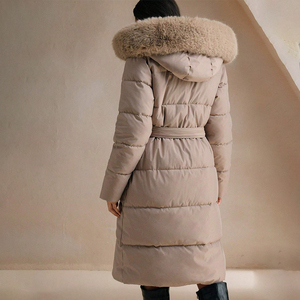 <span class=keywords><strong>Veste</strong></span> Parka à capuche en patchwork floue avec poche zippée sur le devant pour femmes - Product Image 2