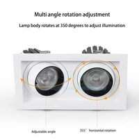 Carré Dimmable COB LED Encastré Downlights 8W 10W 15W Double Tête Plafond Spots Éclairage Intérieur Grille Lumières