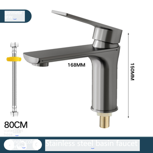 Robinet de lavabo de salle de bain en acier inoxydable en gros <span class=keywords><strong>et</strong></span> robinet de lavabo en acier inoxydable gris anthracite anti-rayures - Product Image 2