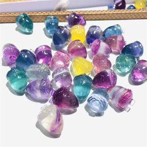 Artisanat en cristal, sculptures en gros, mini cristal de fluorite arc-en-ciel naturel, pierre précieuse sculptée, minuscules figurines de cône de pin pour cadeau - Product Image 2