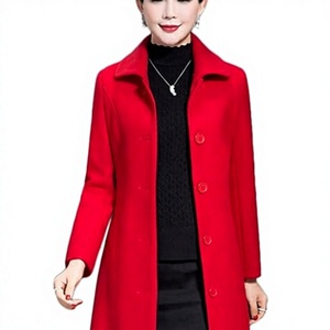 Manteau long en laine mélangée pour femme, double boutonnage, revers, coupe longue, manteau d'hiver, sur mesure OEM - Product Image 1