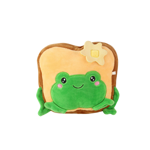 8 Inch Green Frog Toast Plush Toy Animal Plush <b>Material</b> Digital <b>Printing</b> for Weddings & Holidays Product #NYFY-1218 MOQ 100 - Product Image 1