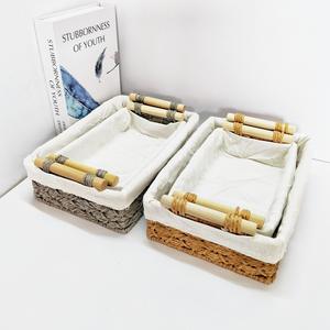 ตะกร้าเก็บของแบบทอโบไปย์ผ้าฝ้ายทรงสี่เหลี่ยมผืนผ้าทำด้วยมือสำหรับจัดระเบียบเครื่องสำอางขนมผลไม้ - Product Image 4