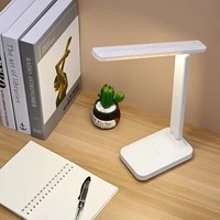 Lampe de bureau LED moderne pliable, protection des yeux, commande tactile, rechargeable par USB ou à brancher, lumière de lecture blanche pour l'étude
