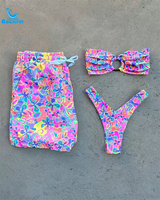 Bikini pour couple, trois pièces, style resort, vente chaude, imprimé, push-up, nouveau modèle OEM 2023